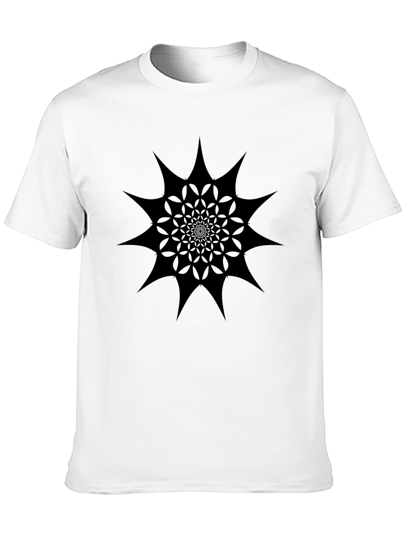 Abstract Geometric Starburst Black Graphic Tee