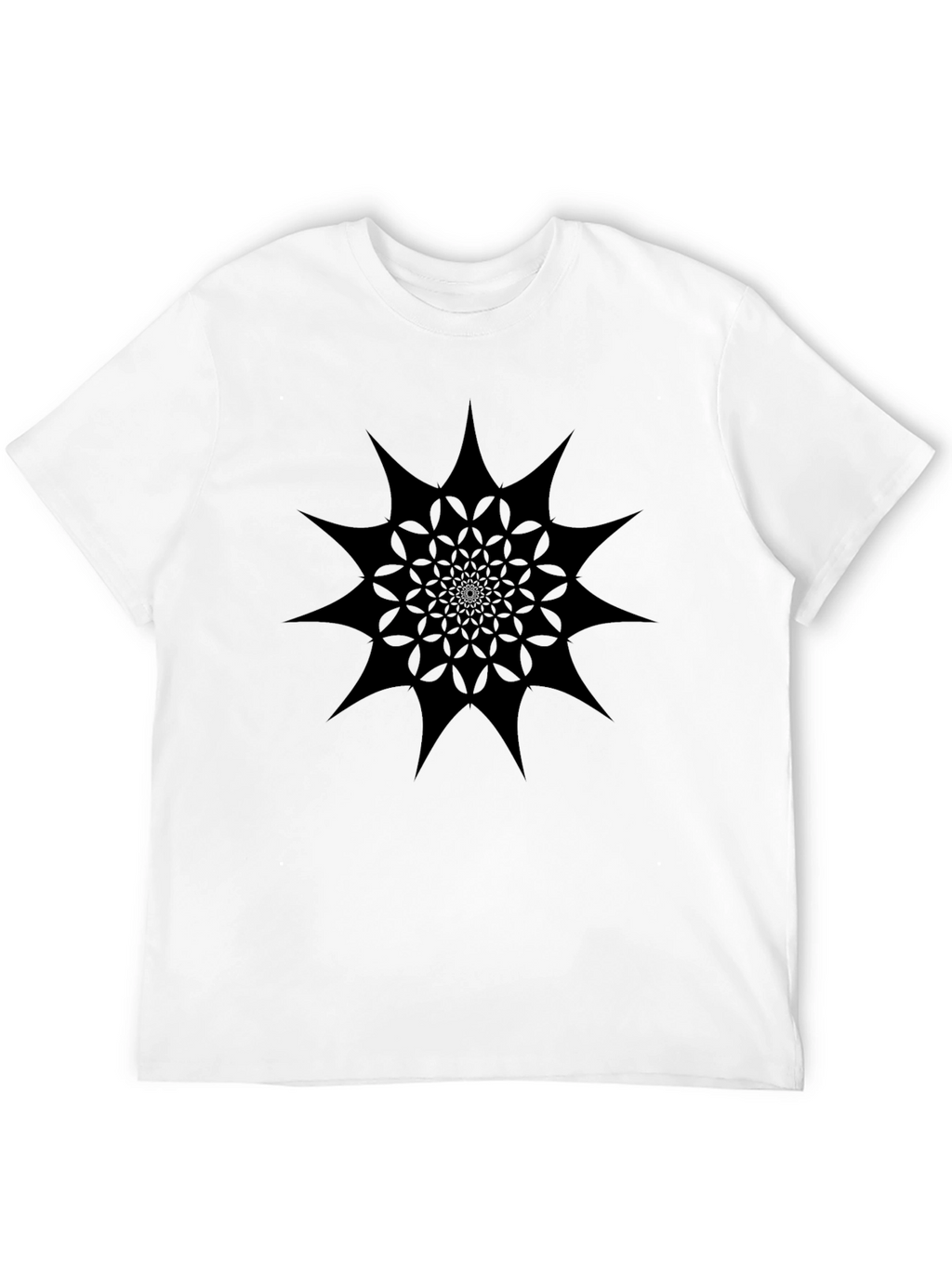 Abstract Geometric Starburst Black Graphic Tee
