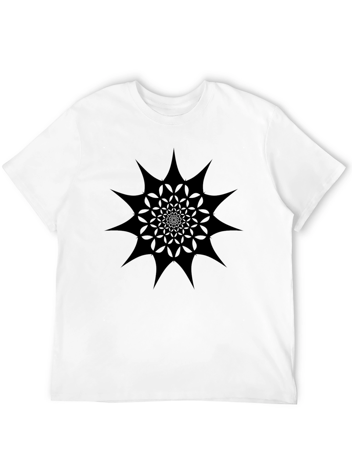 Abstract Geometric Starburst Black Graphic Tee
