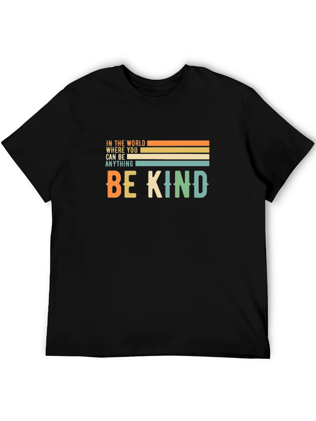 Be Kind Graphic Tee - Retro Striped Design T-Shirt