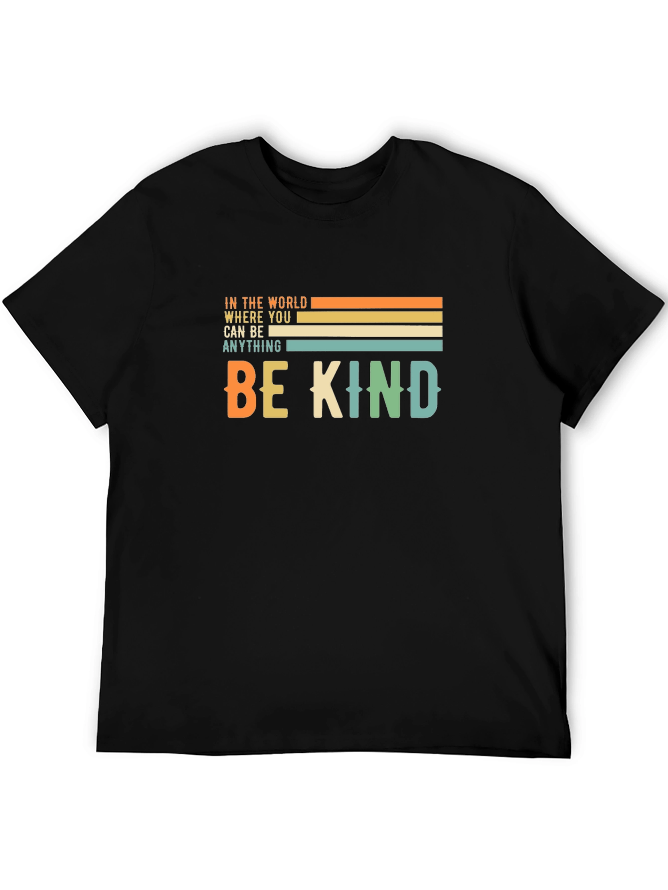 Be Kind Graphic Tee - Retro Striped Design T-Shirt