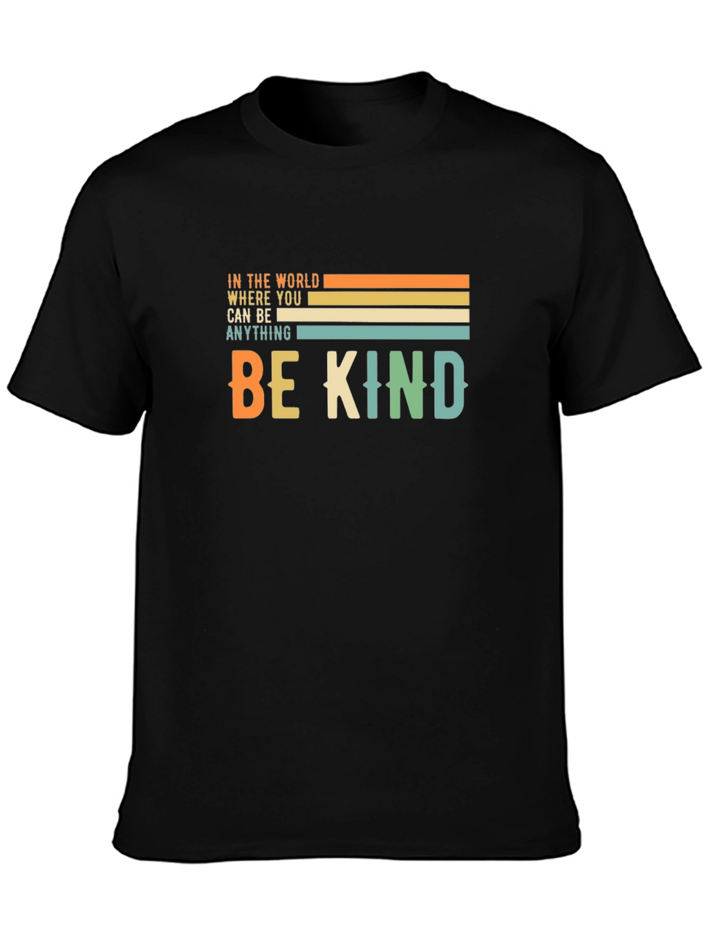 Be Kind Graphic Tee - Retro Striped Design T-Shirt