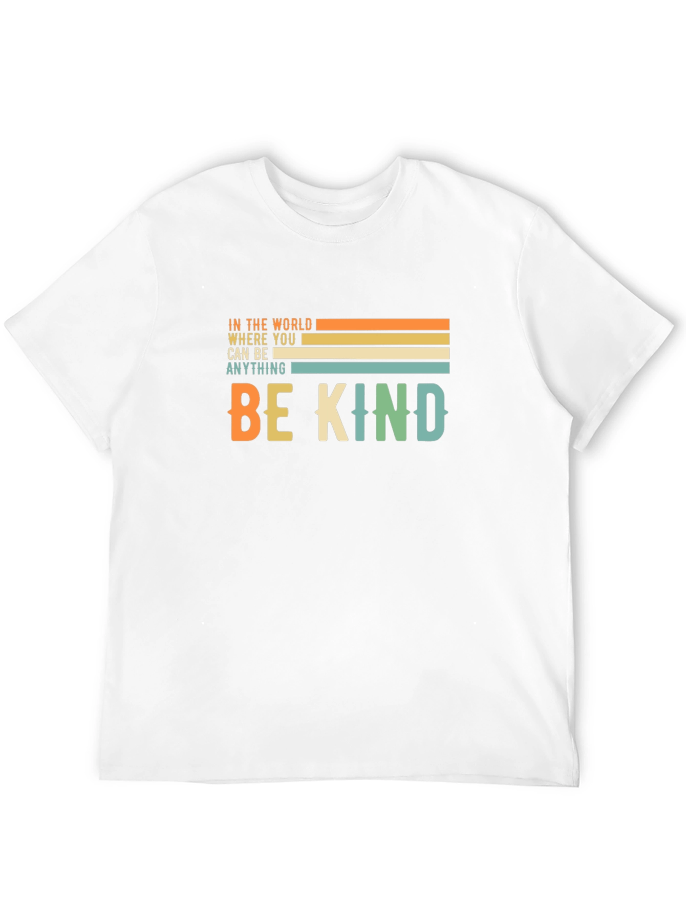 Be Kind Graphic Tee - Retro Striped Design T-Shirt