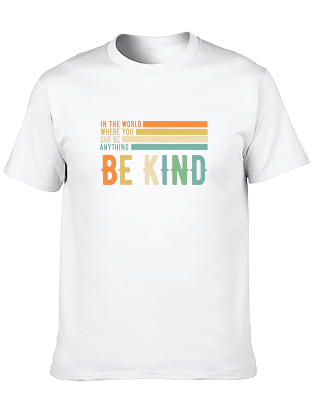 Be Kind Graphic Tee - Retro Striped Design T-Shirt