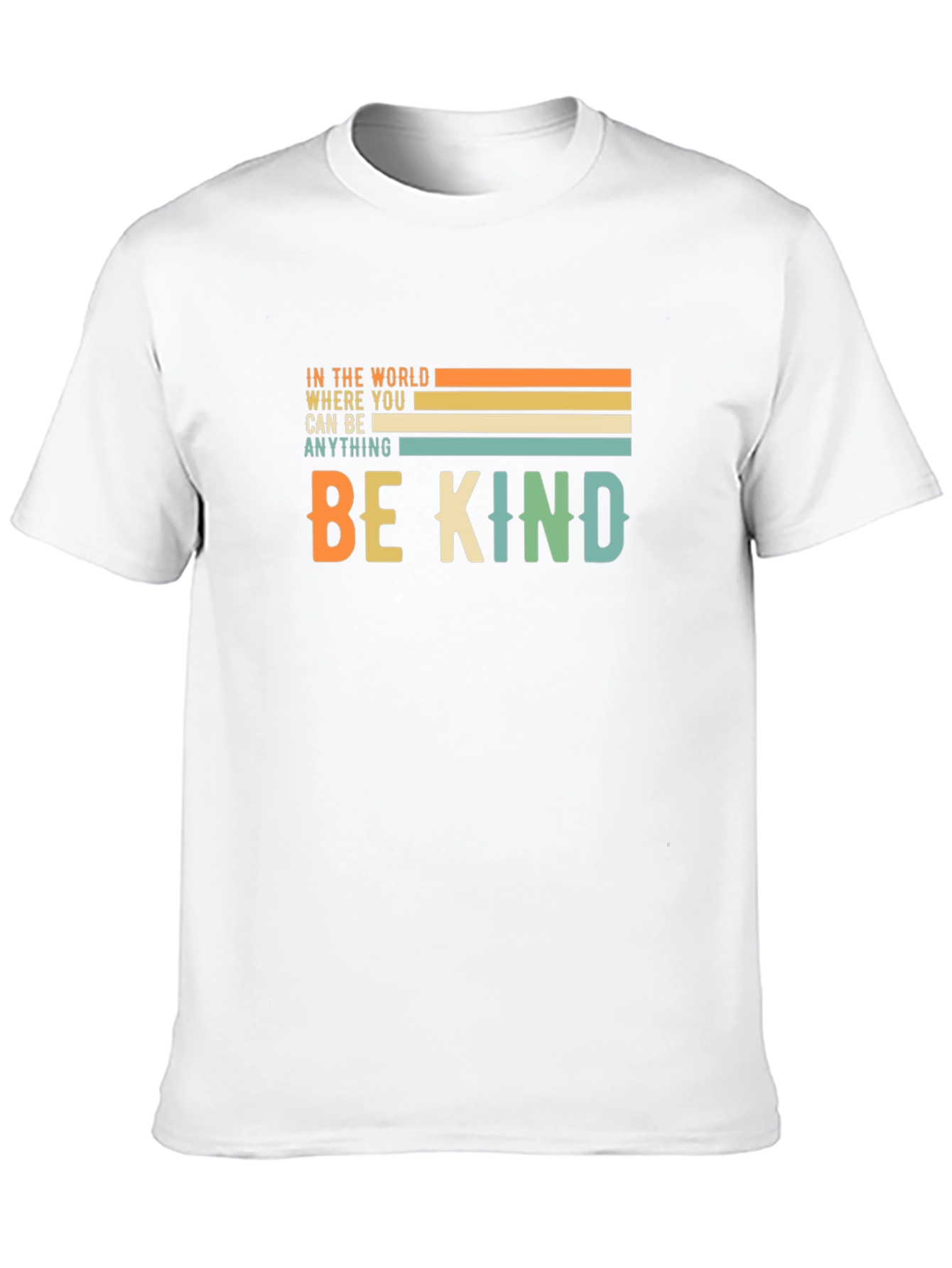 Be Kind Graphic Tee - Retro Striped Design T-Shirt