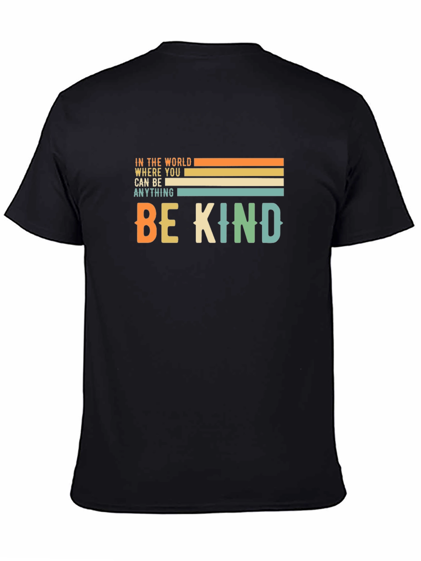 Be Kind Graphic Tee - Retro Striped Design T-Shirt