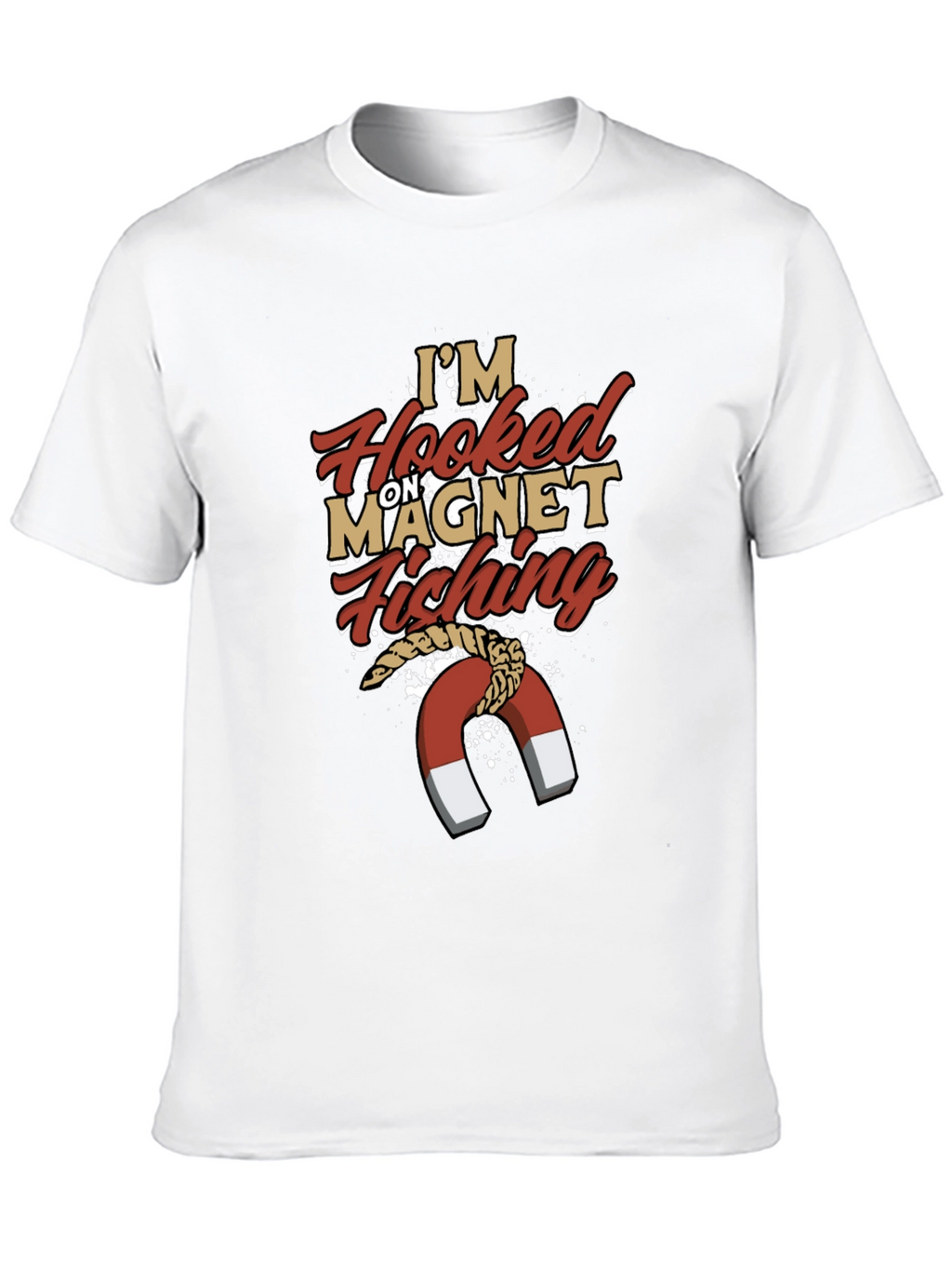 Hooked on Magnet Fishing T-Shirt Mens Novelty Tee