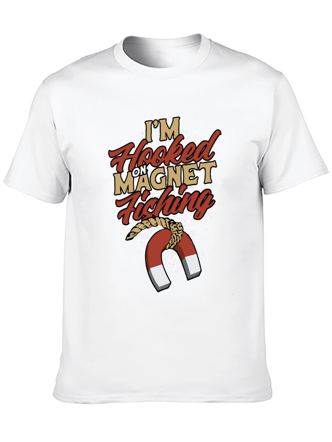 Hooked on Magnet Fishing T-Shirt Mens Novelty Tee