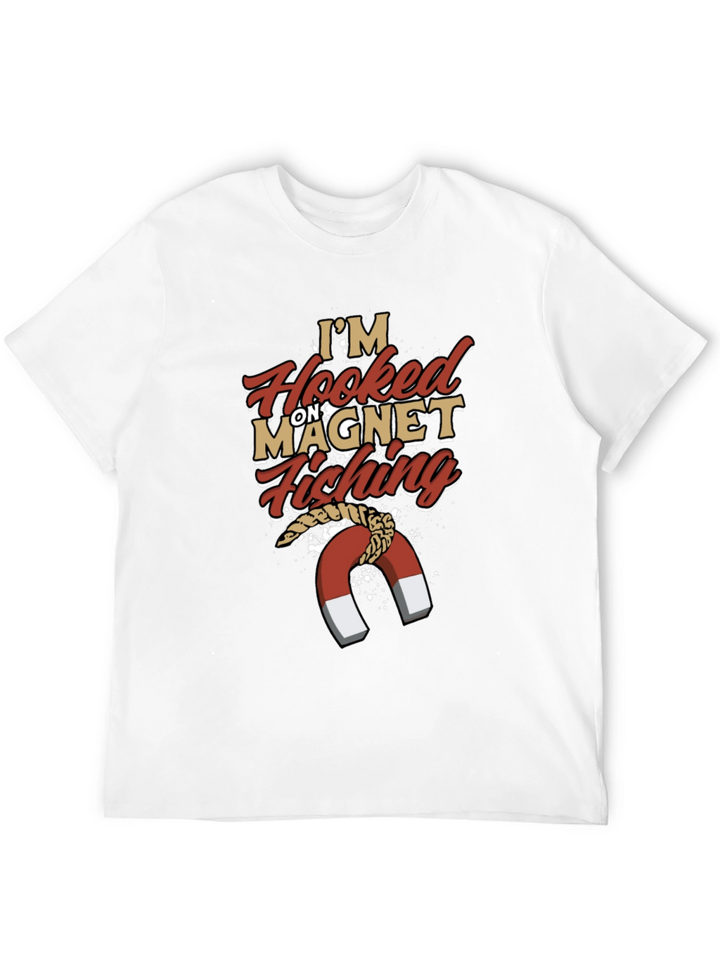 Hooked on Magnet Fishing T-Shirt Mens Novelty Tee