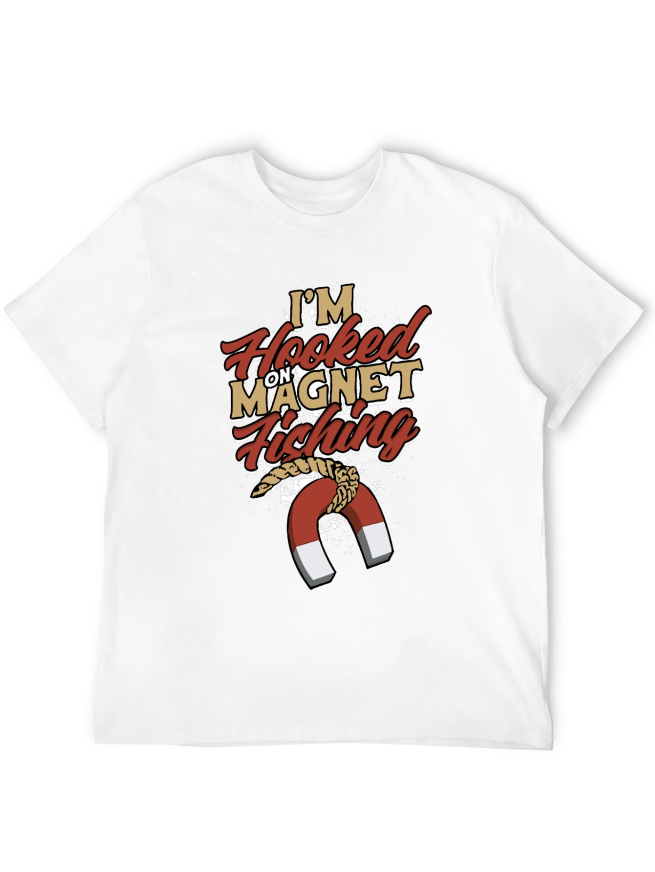 Hooked on Magnet Fishing T-Shirt Mens Novelty Tee