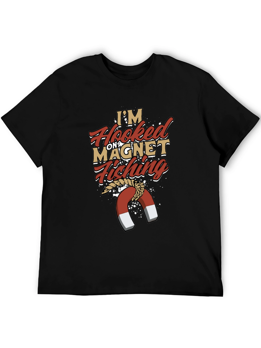 Hooked on Magnet Fishing T-Shirt Mens Novelty Tee