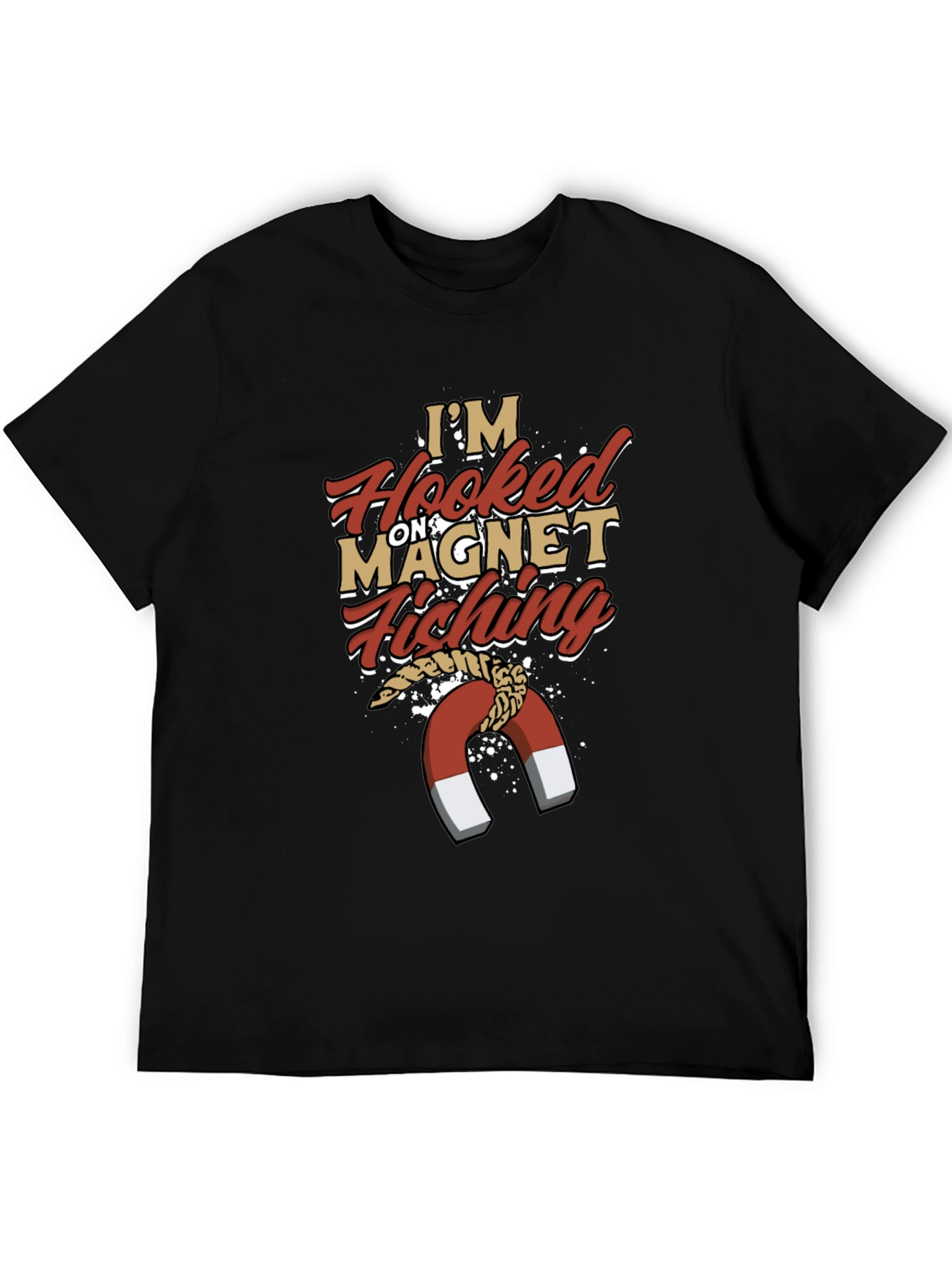 Hooked on Magnet Fishing T-Shirt Mens Novelty Tee