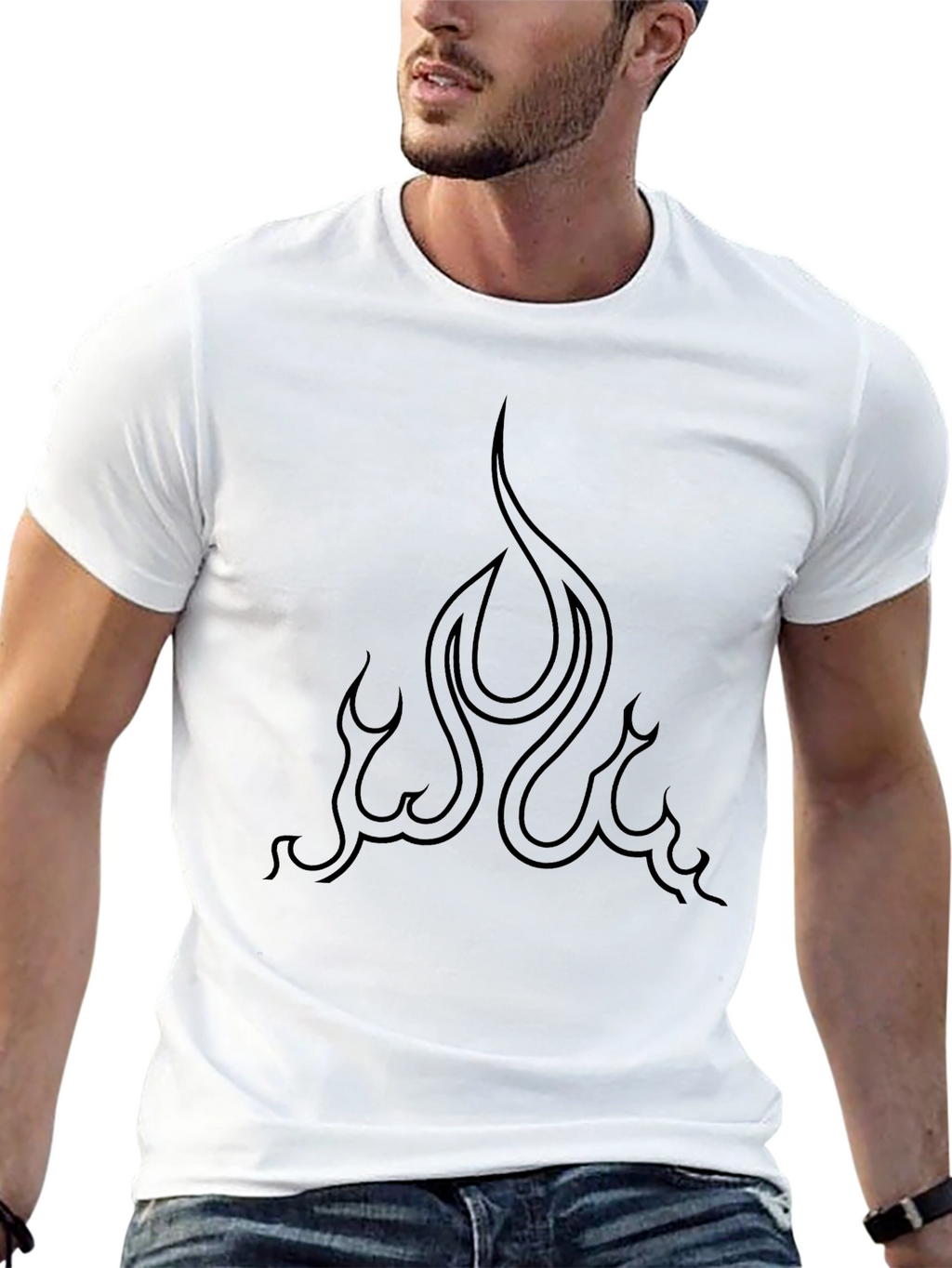 Flame Graphic Black Tee - Sleek Style