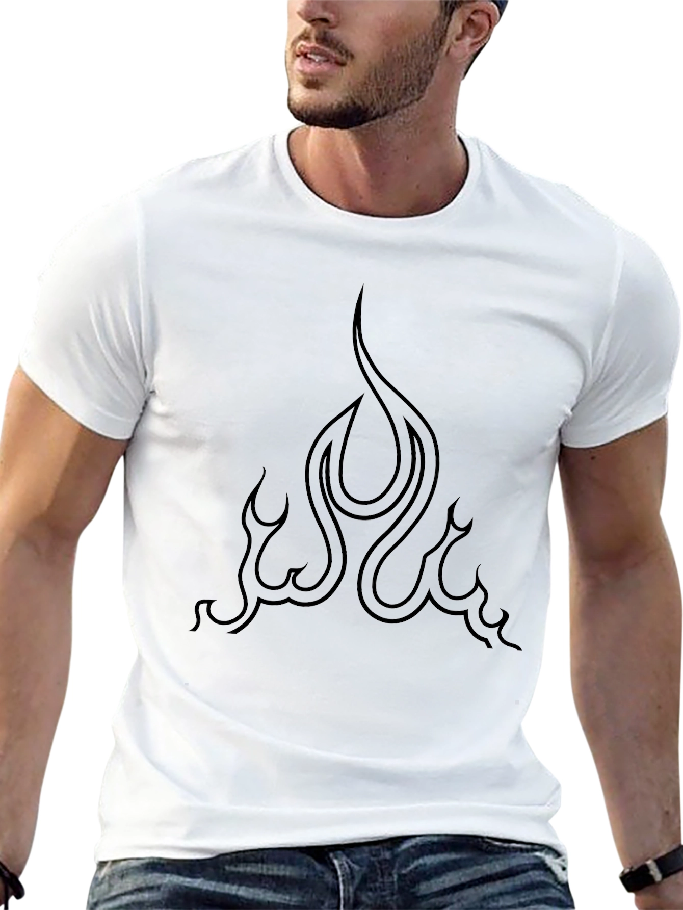 Flame Graphic Black Tee - Sleek Style