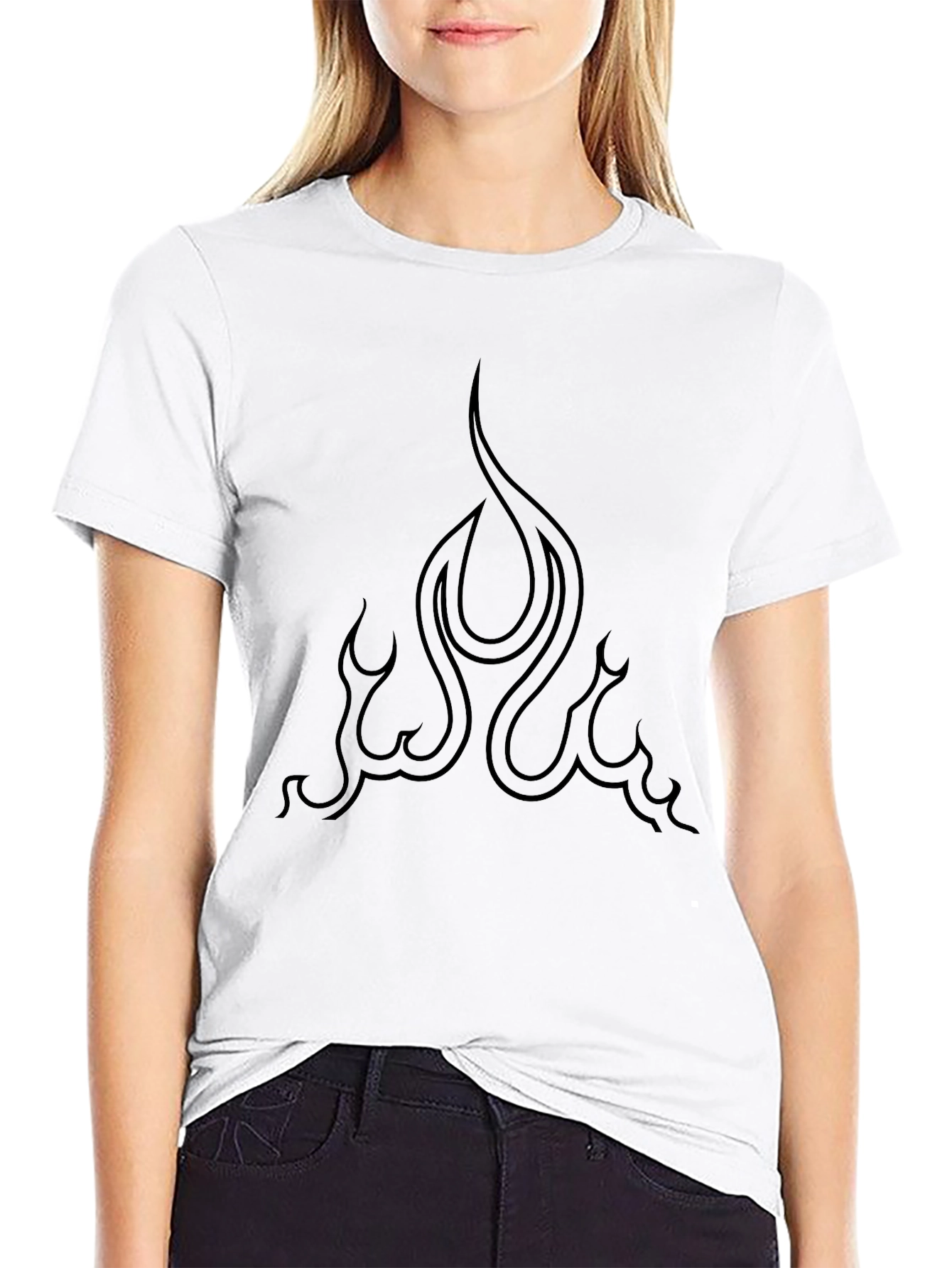 Flame Graphic Black Tee - Sleek Style