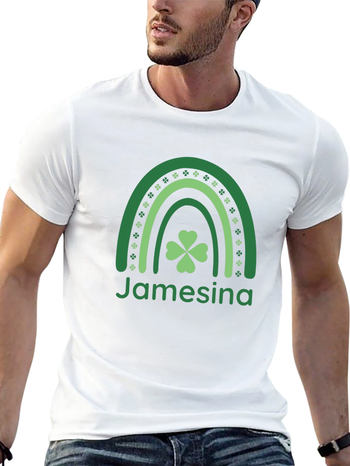 Jamesina St. Patricks Day Rainbow Clover T-Shirt