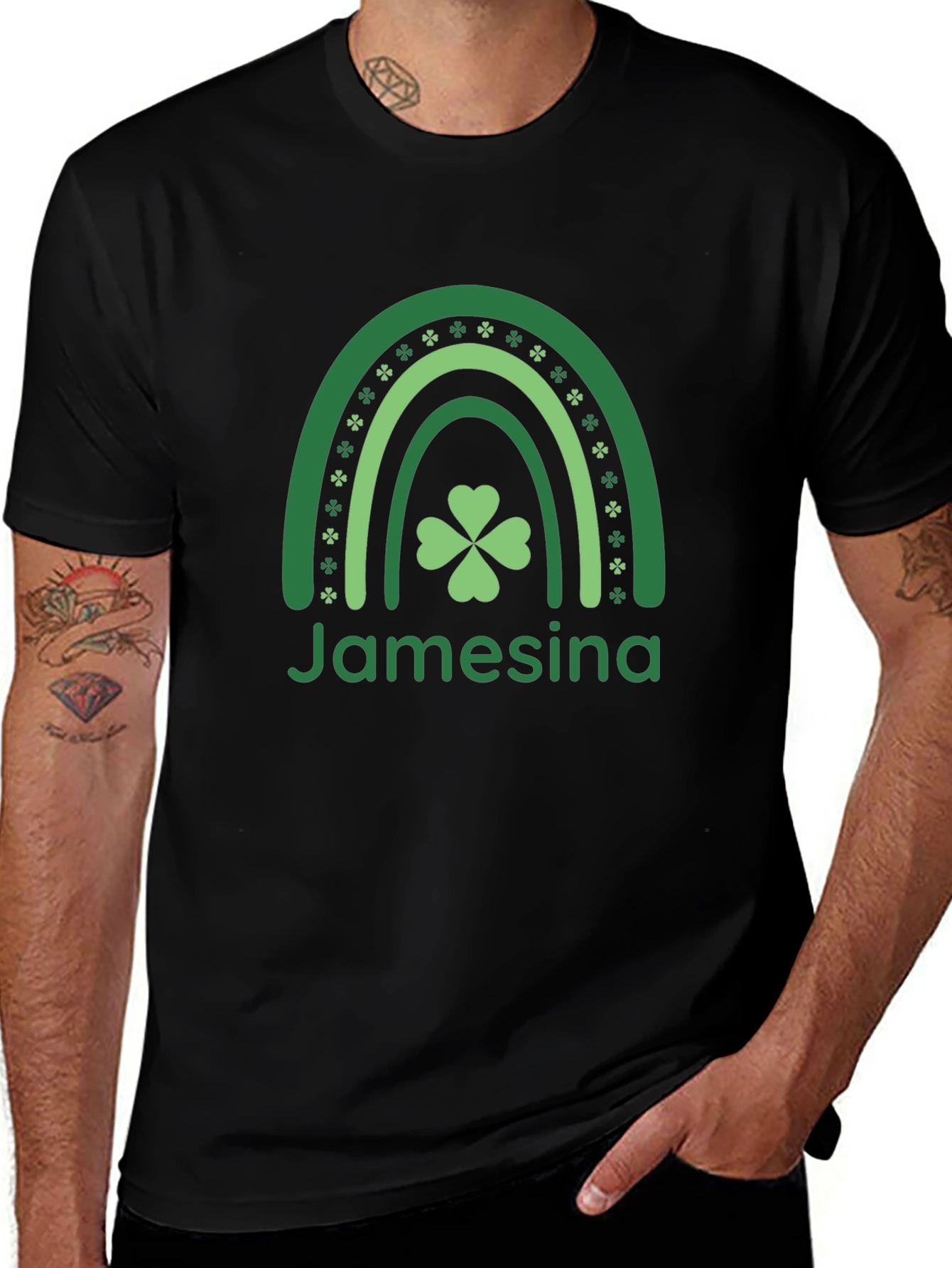 Jamesina St. Patricks Day Rainbow Clover T-Shirt