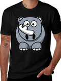 Cartoon Rhino Graphic Tee - Mens Black T-Shirt