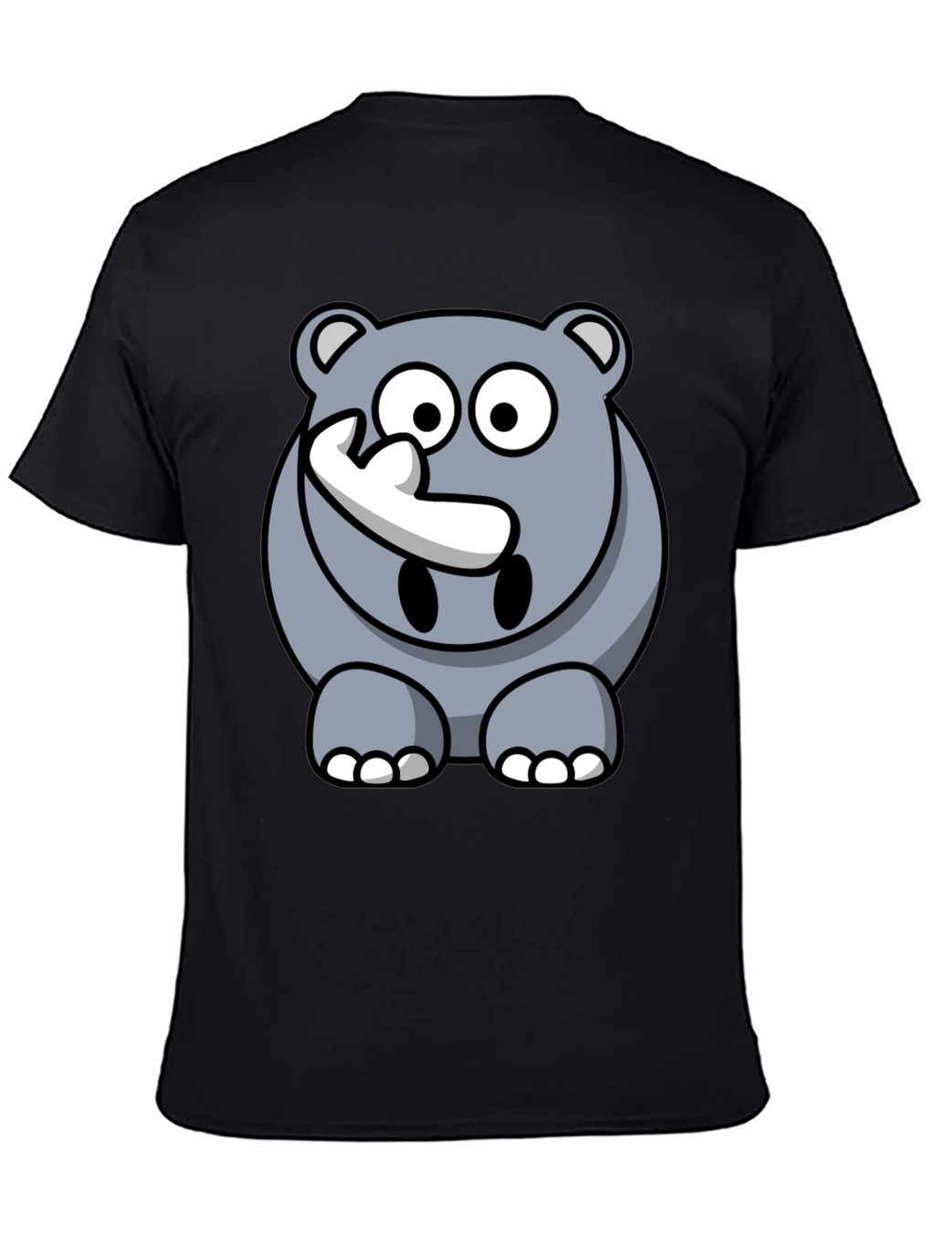Cartoon Rhino Graphic Tee - Mens Black T-Shirt