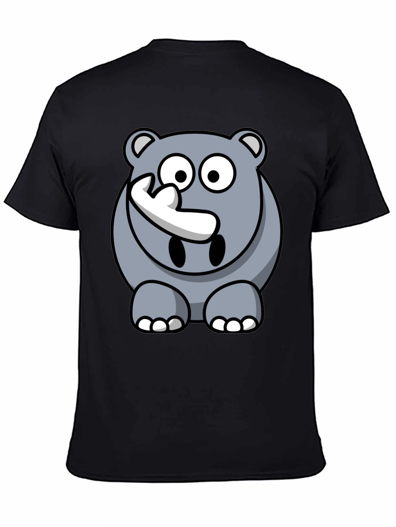 Cartoon Rhino Graphic Tee - Mens Black T-Shirt