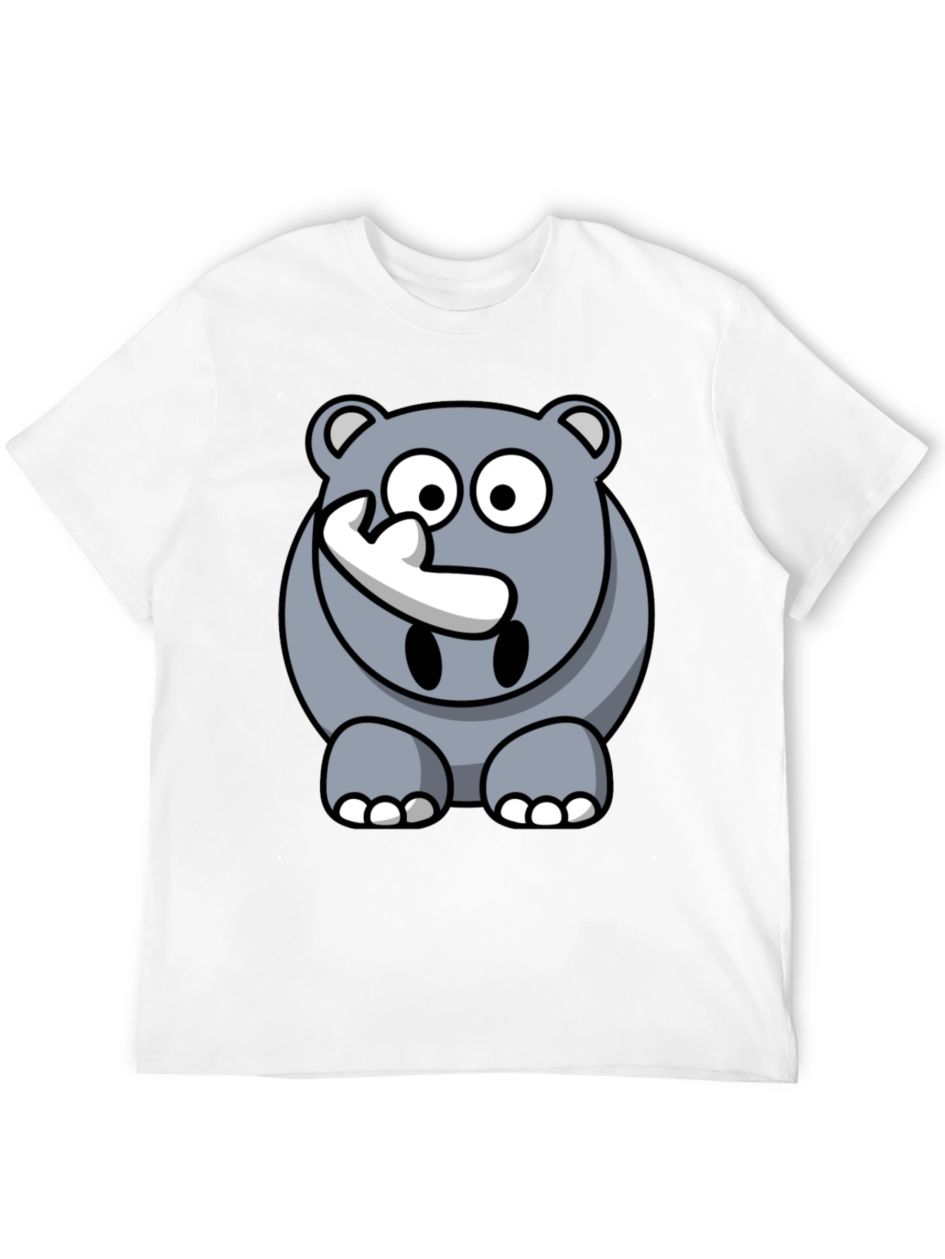 Cartoon Rhino Graphic Tee - Mens Black T-Shirt