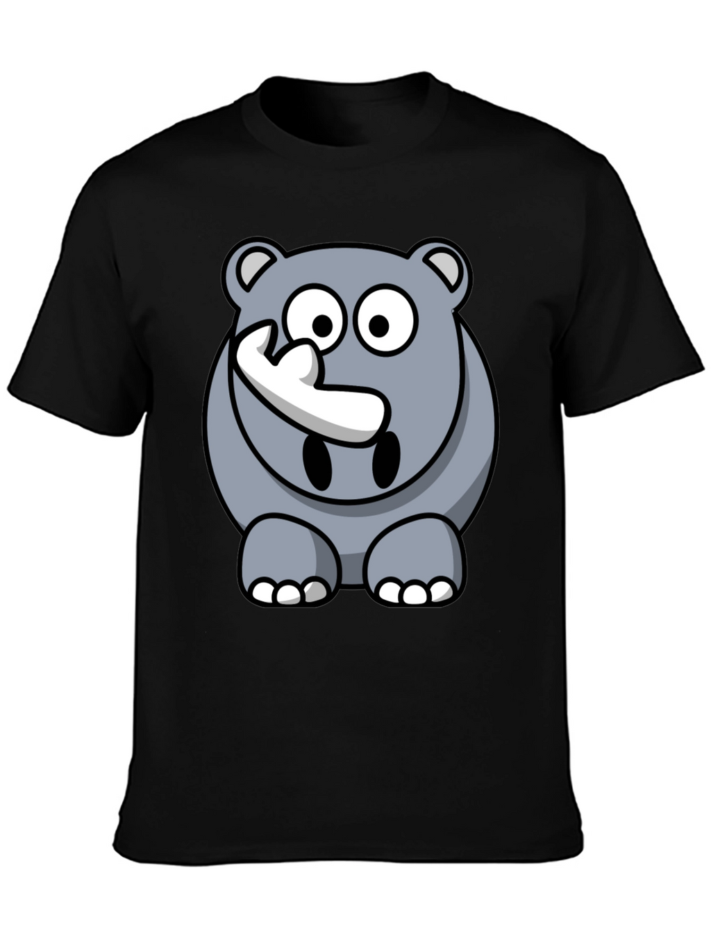 Cartoon Rhino Graphic Tee - Mens Black T-Shirt