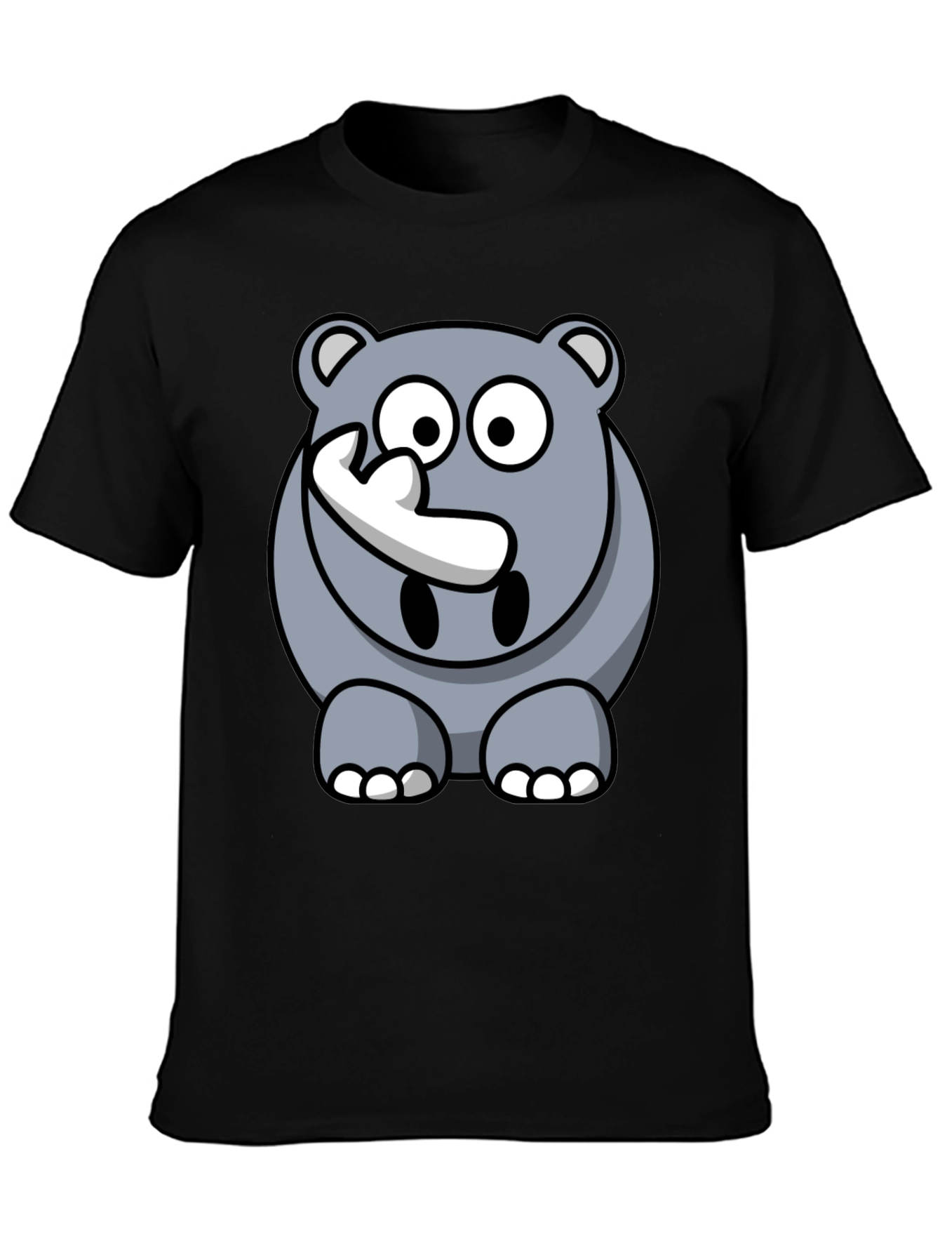 Cartoon Rhino Graphic Tee - Mens Black T-Shirt