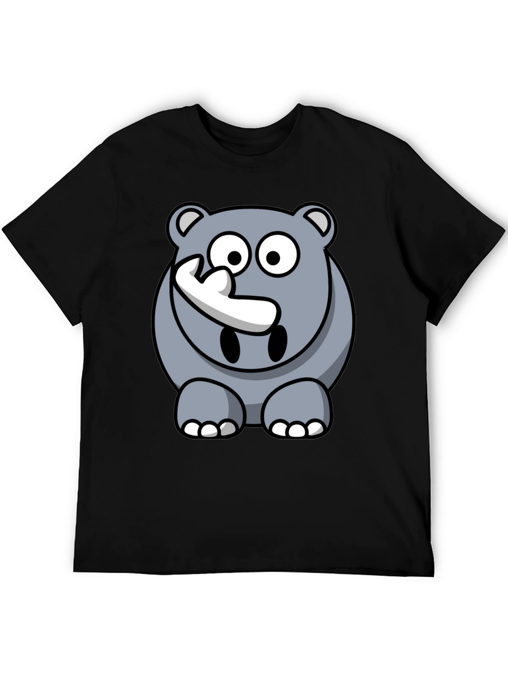 Cartoon Rhino Graphic Tee - Mens Black T-Shirt