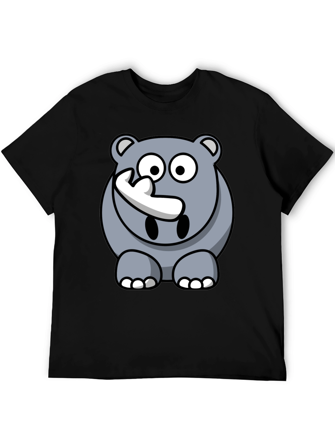 Cartoon Rhino Graphic Tee - Mens Black T-Shirt