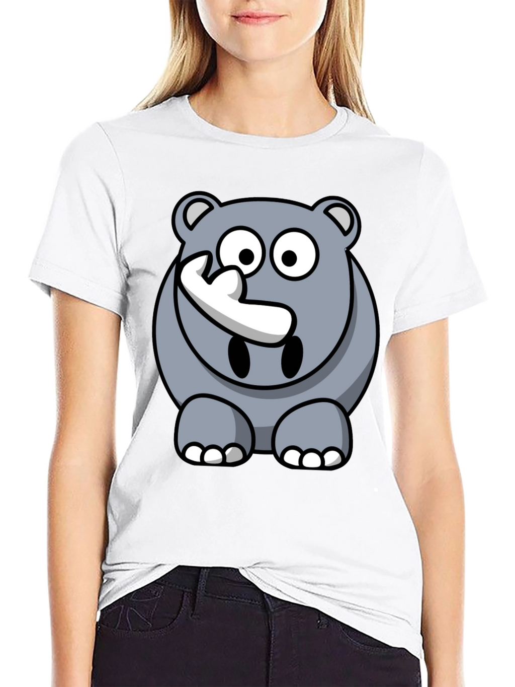 Cartoon Rhino Graphic Tee - Mens Black T-Shirt