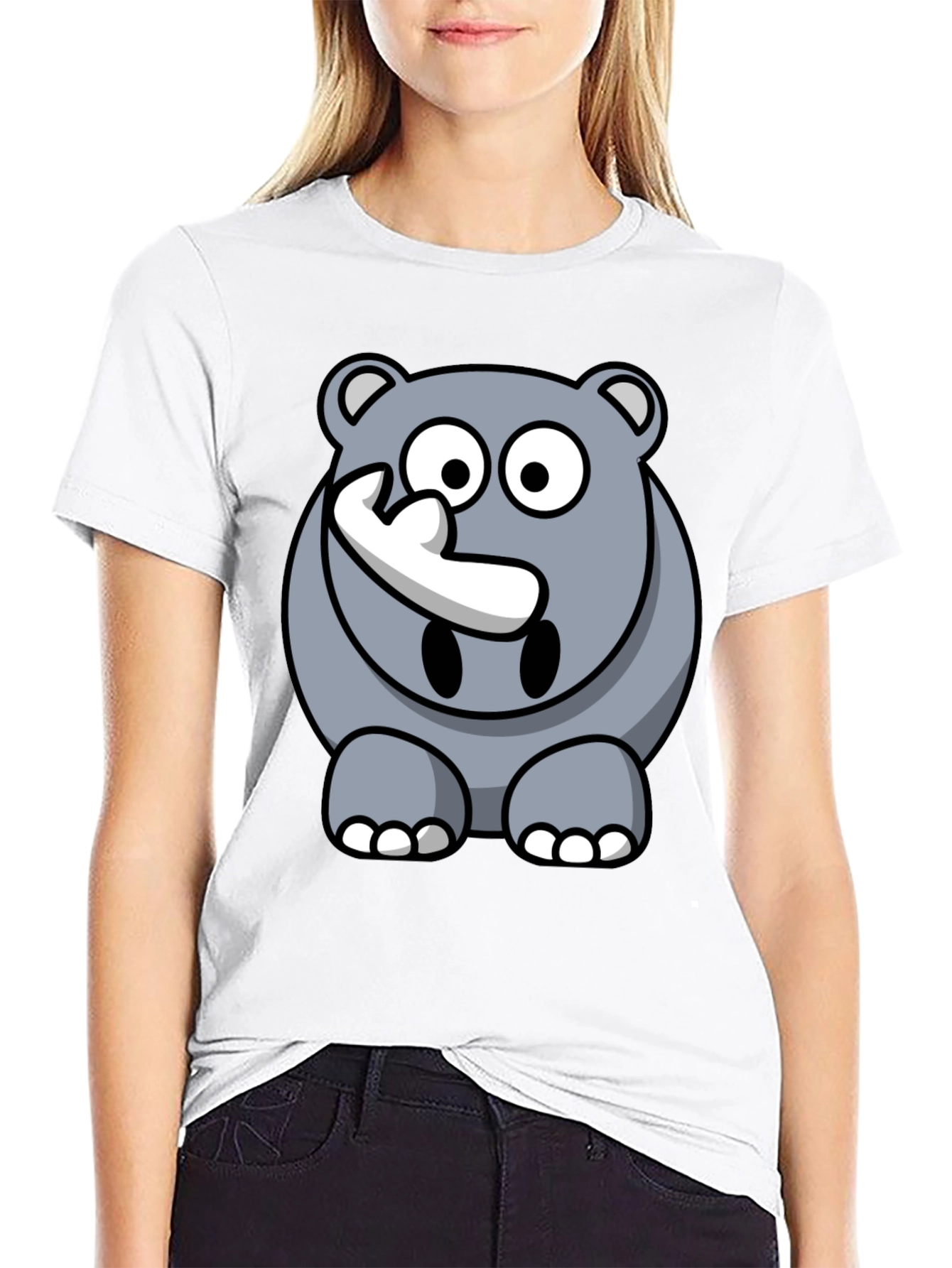 Cartoon Rhino Graphic Tee - Mens Black T-Shirt