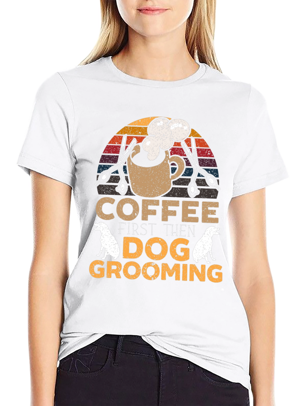 Coffee Then Dog Grooming Graphic Tee