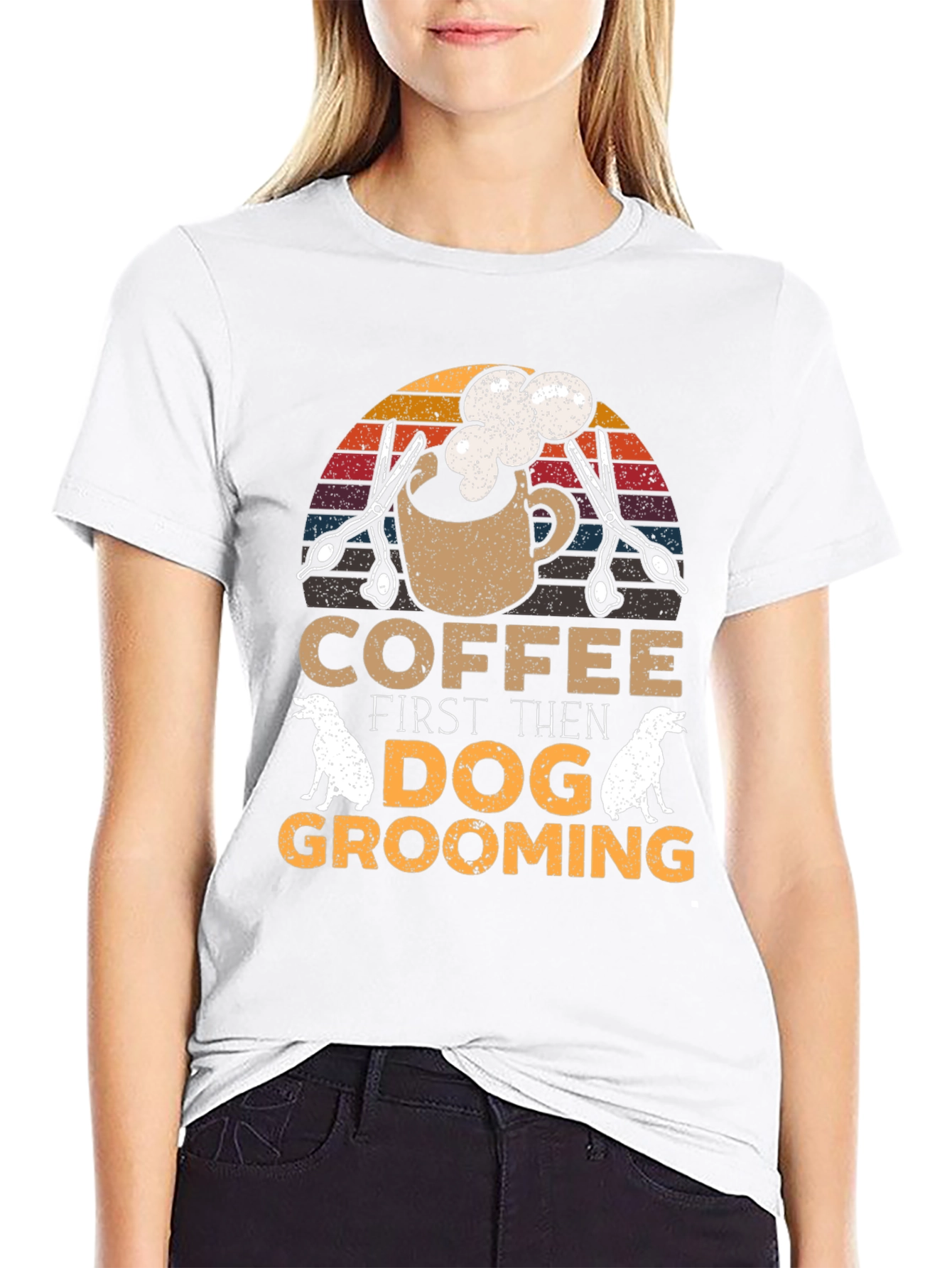 Coffee Then Dog Grooming Graphic Tee