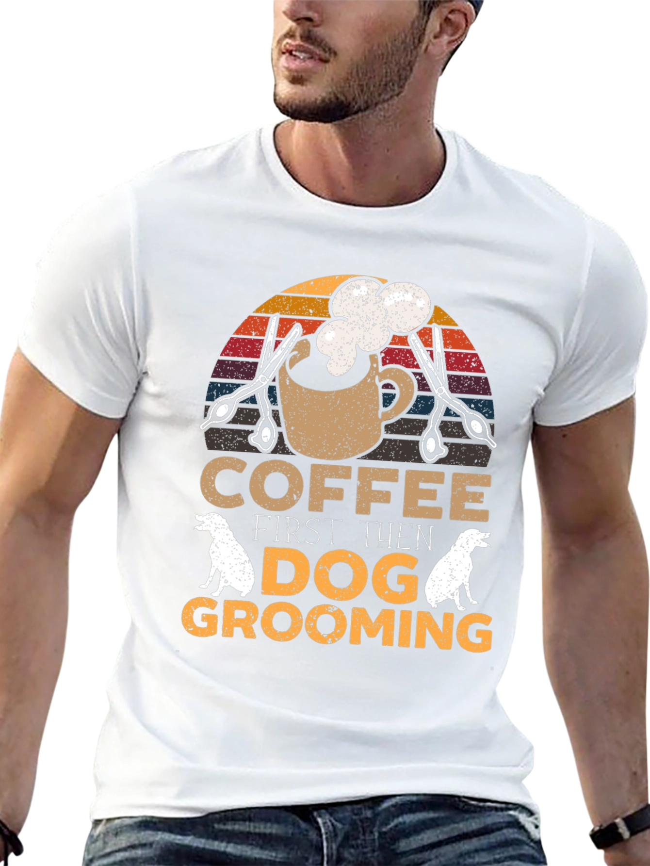Coffee Then Dog Grooming Graphic Tee