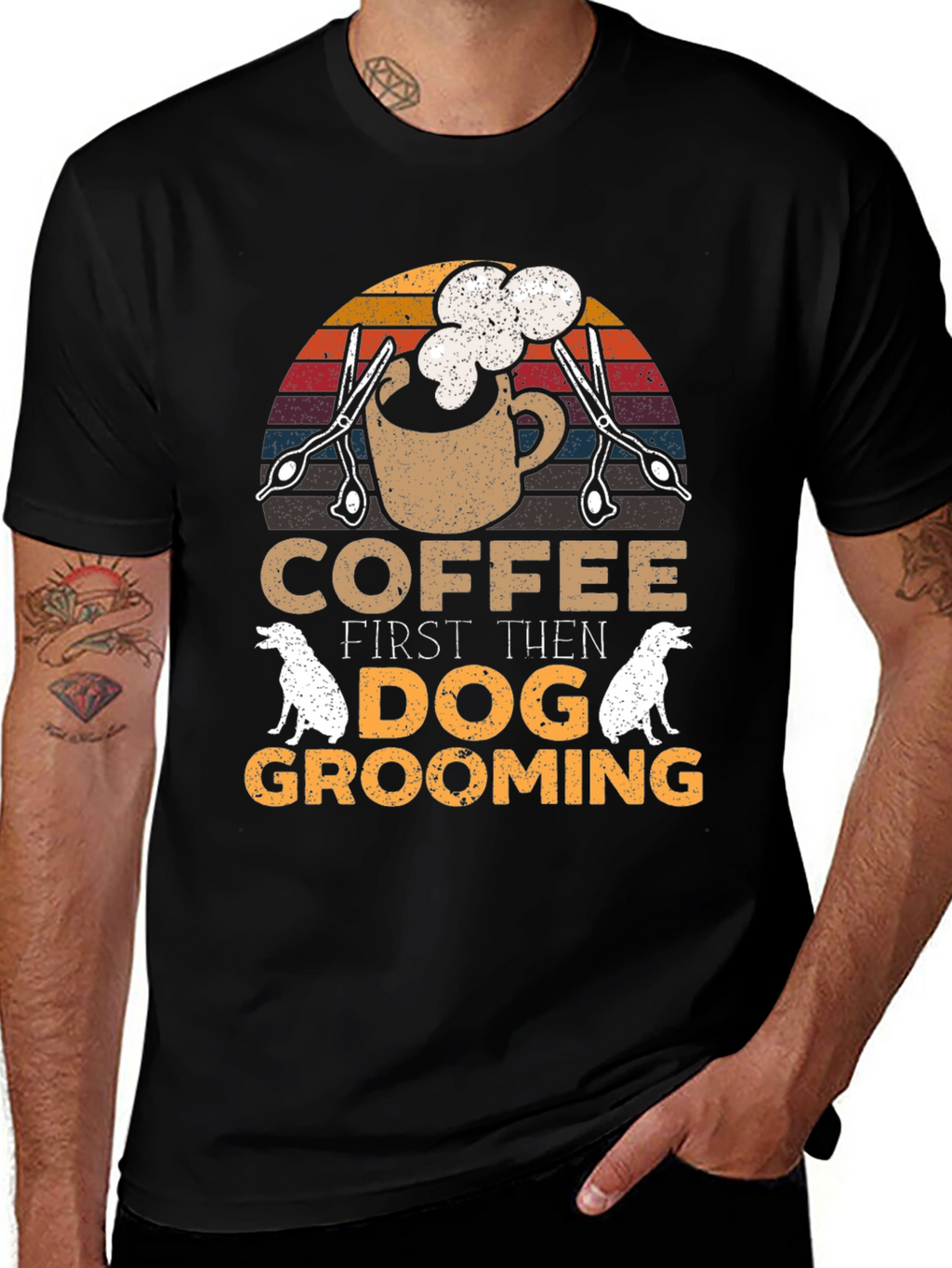 Coffee Then Dog Grooming Graphic Tee