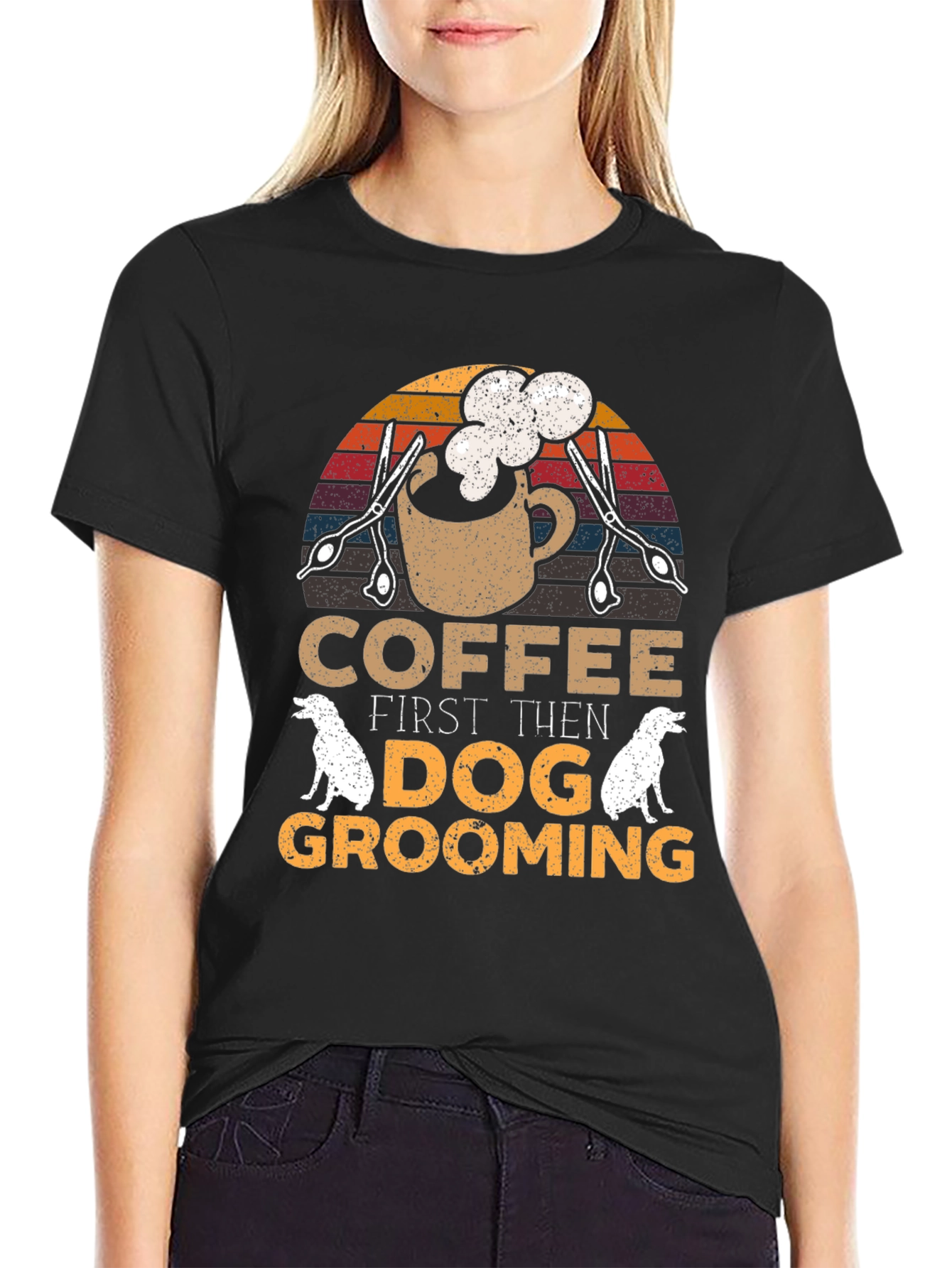 Coffee Then Dog Grooming Graphic Tee