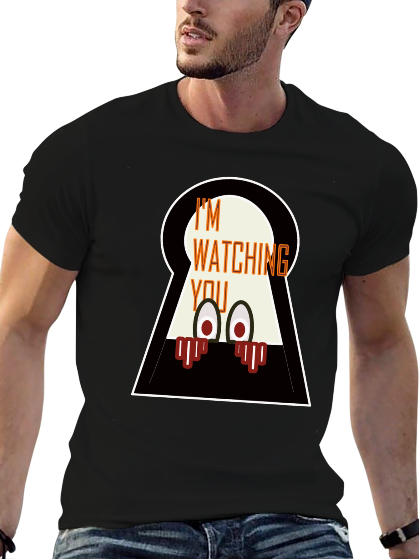Im Watching You Graphic Tee - Mens Black T-Shirt