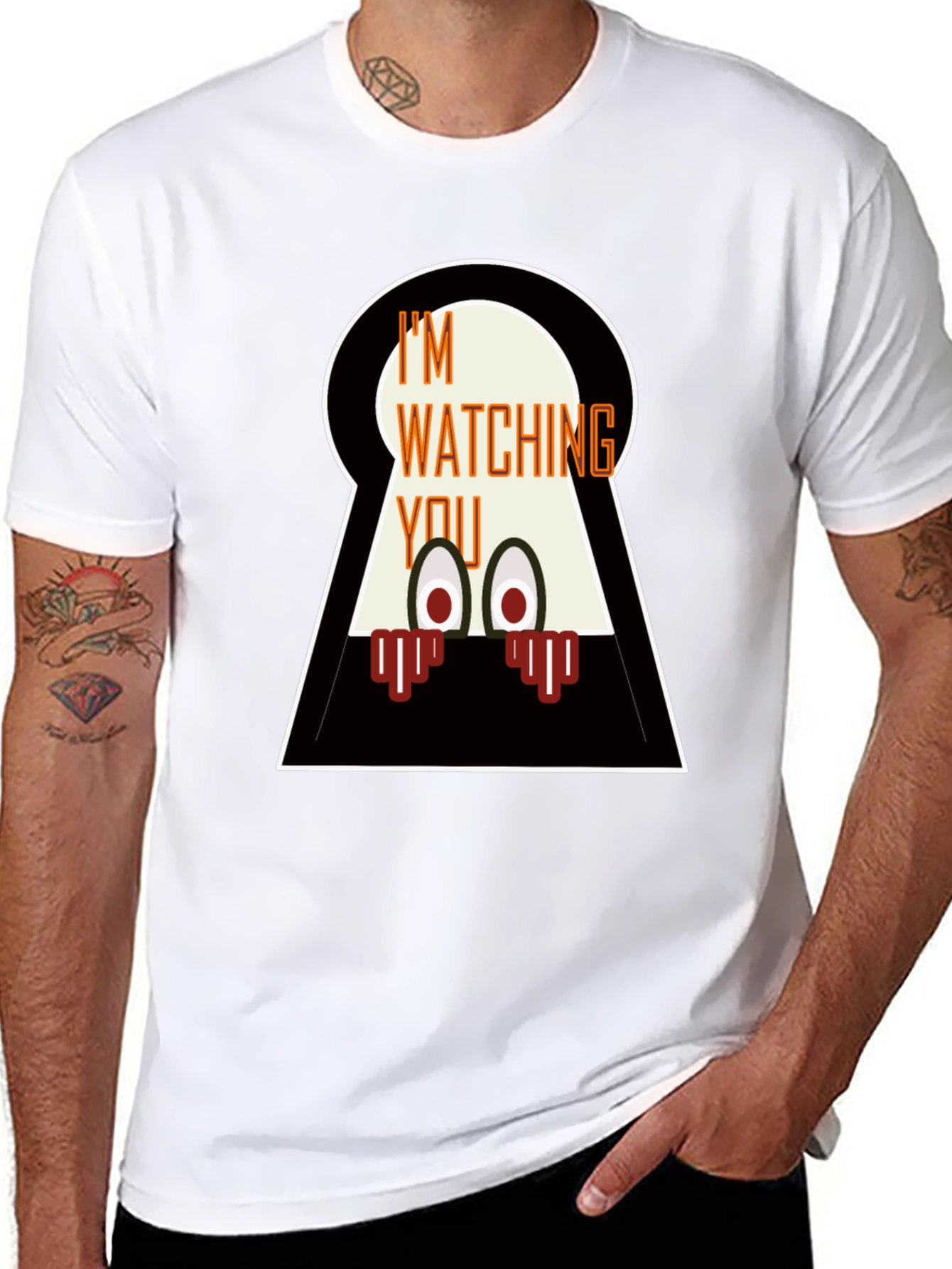 Im Watching You Graphic Tee - Mens Black T-Shirt
