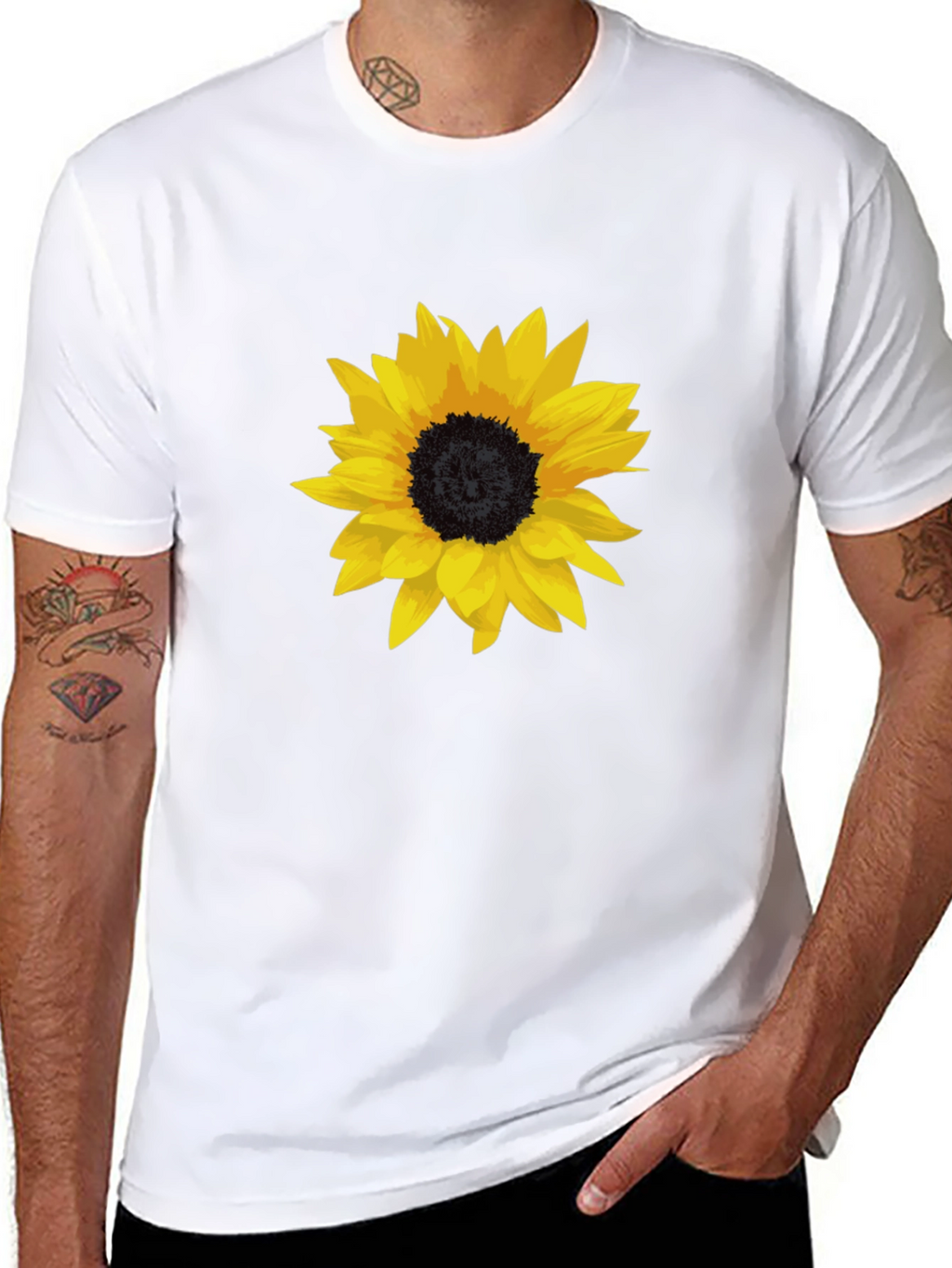 Sunflower Graphic Tee - Stylish Black Cotton T-Shirt