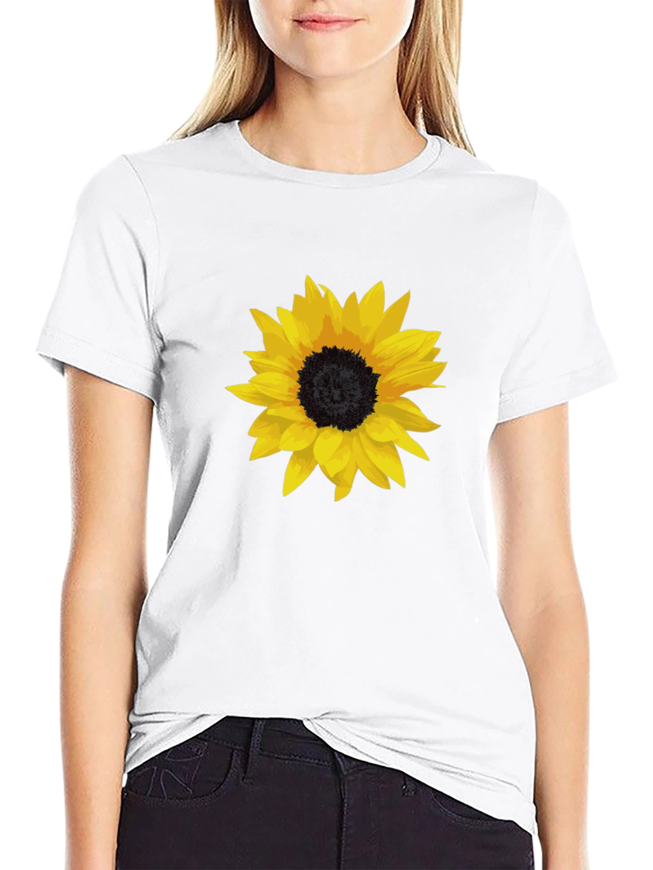 Sunflower Graphic Tee - Stylish Black Cotton T-Shirt