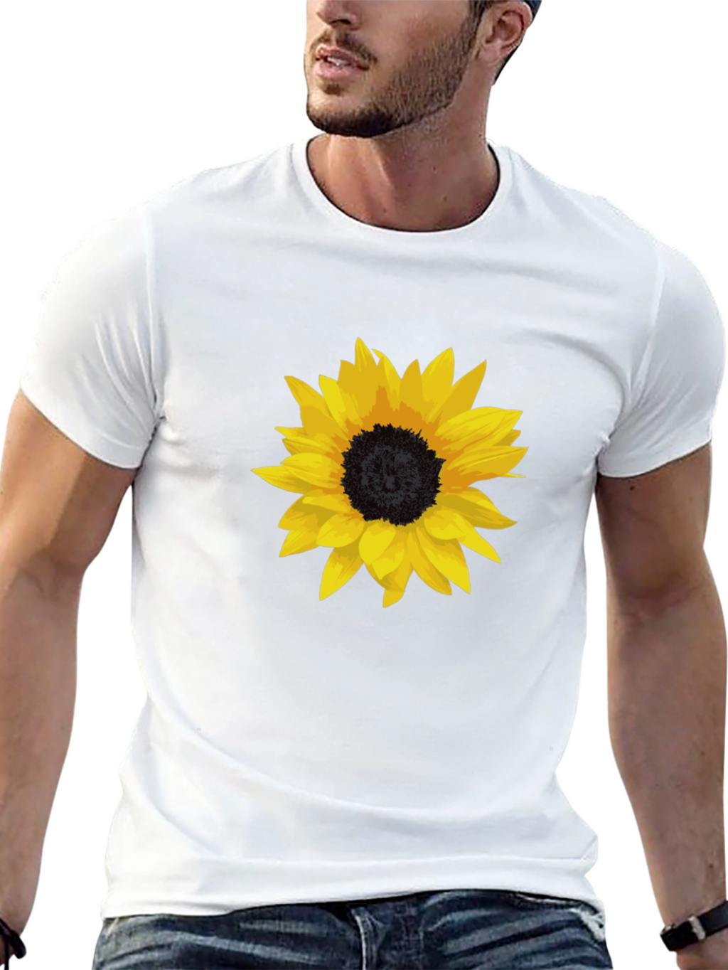 Sunflower Graphic Tee - Stylish Black Cotton T-Shirt