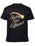 Shooting Star Enthusiast Graphic Tee - Black Cotton T-Shirt