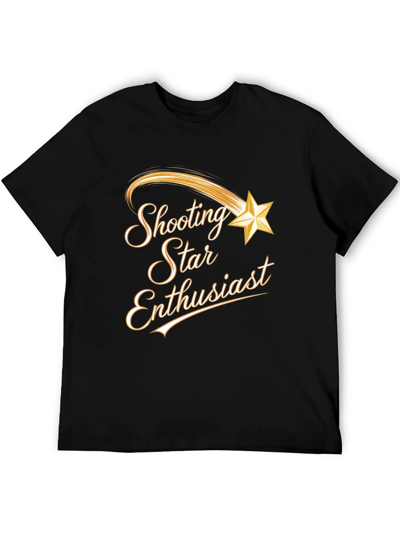 Shooting Star Enthusiast Graphic Tee - Black Cotton T-Shirt