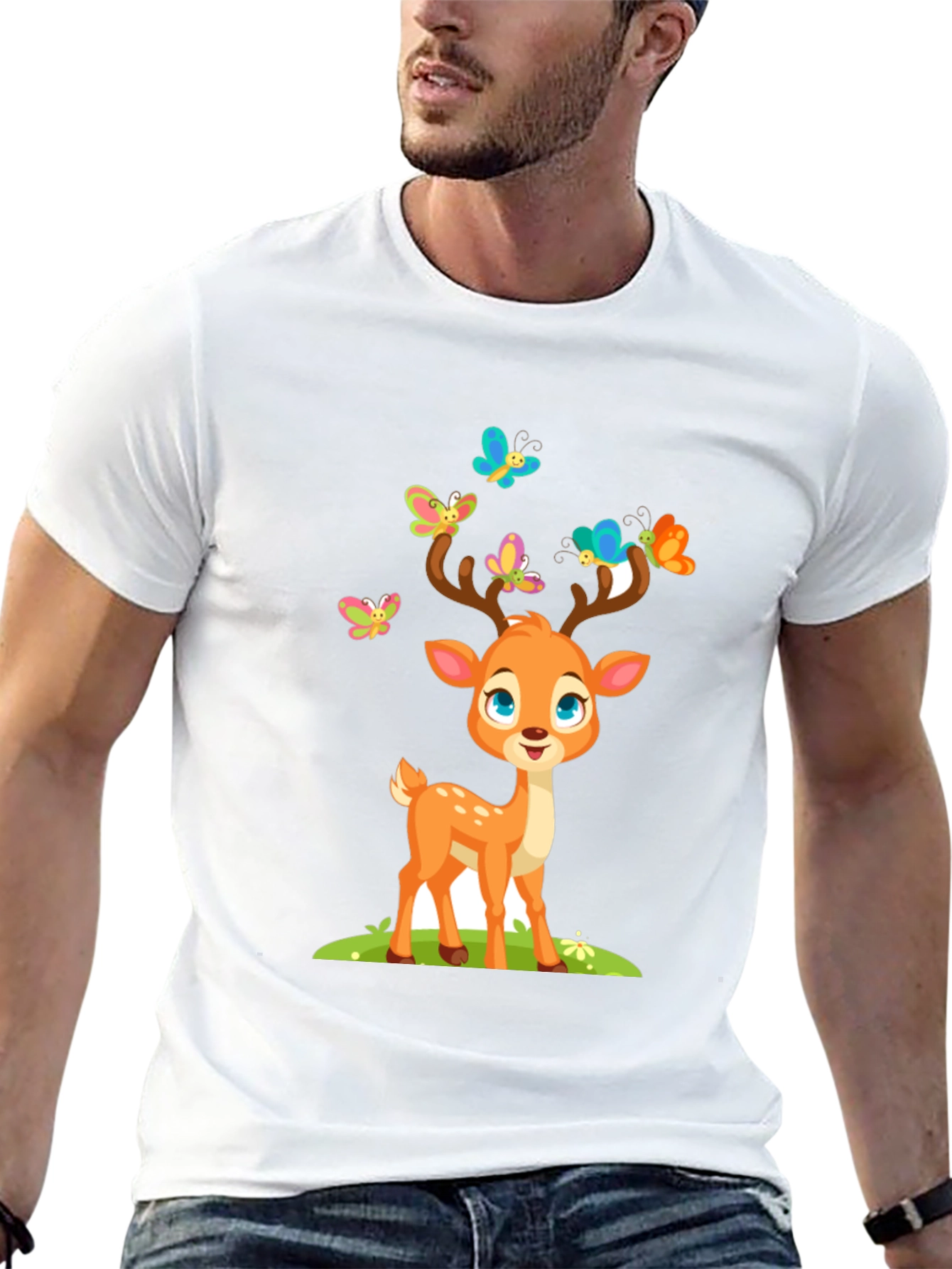 Cute Deer with Butterflies T-Shirt