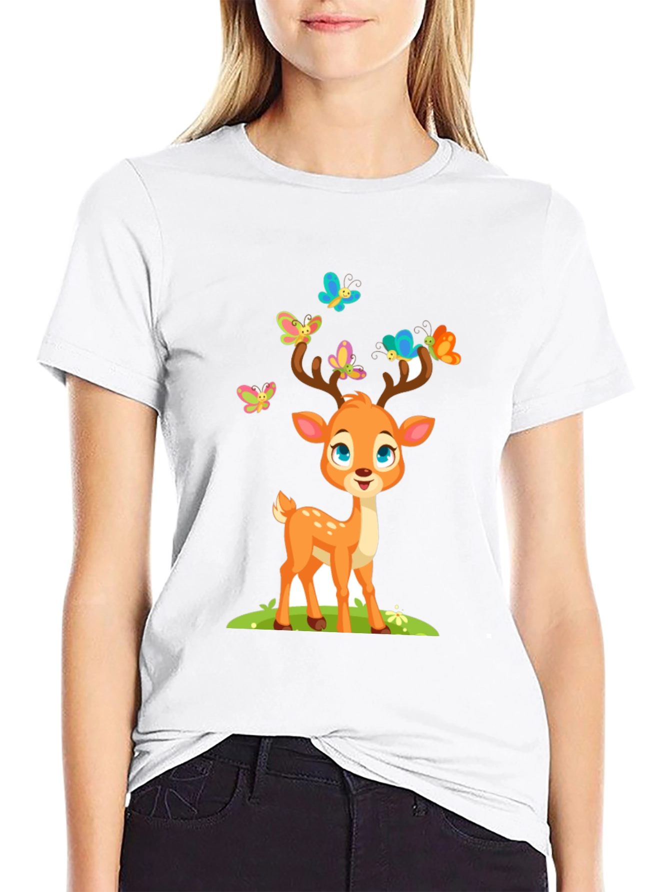 Cute Deer with Butterflies T-Shirt