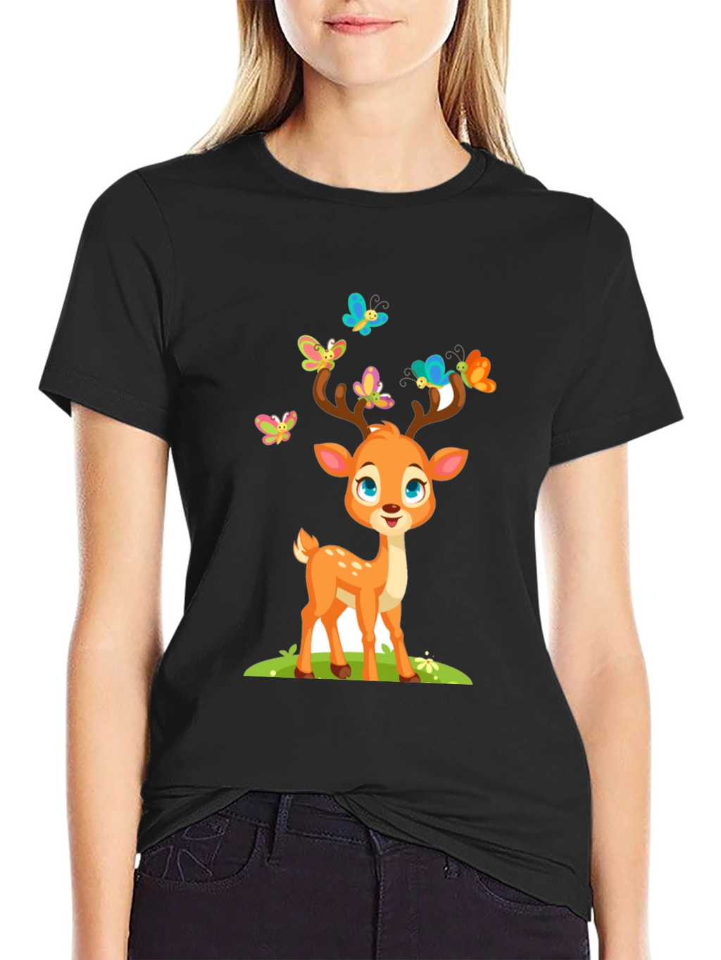 Cute Deer with Butterflies T-Shirt