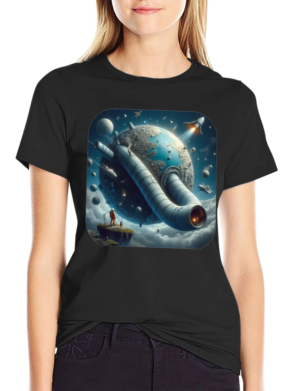 Sci-Fi Planet T-Shirt - Futuristic Graphic Tee