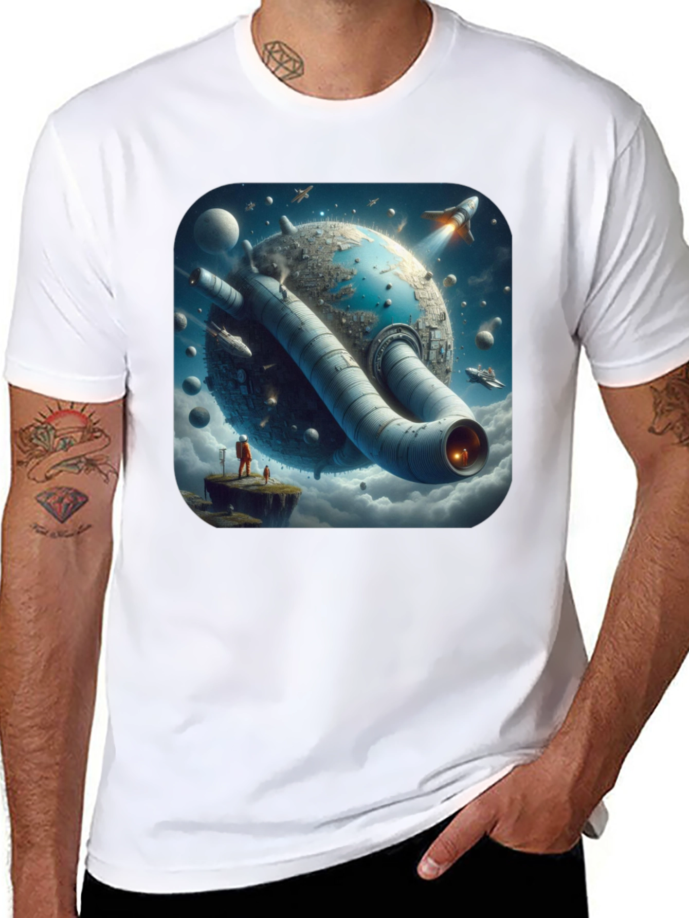 Sci-Fi Planet T-Shirt - Futuristic Graphic Tee