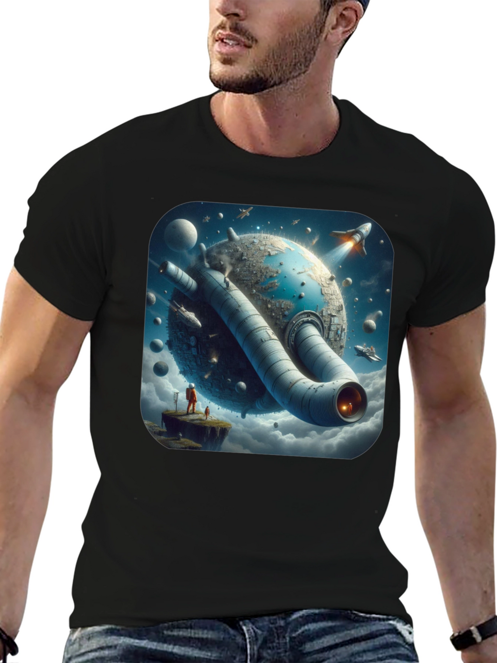 Sci-Fi Planet T-Shirt - Futuristic Graphic Tee