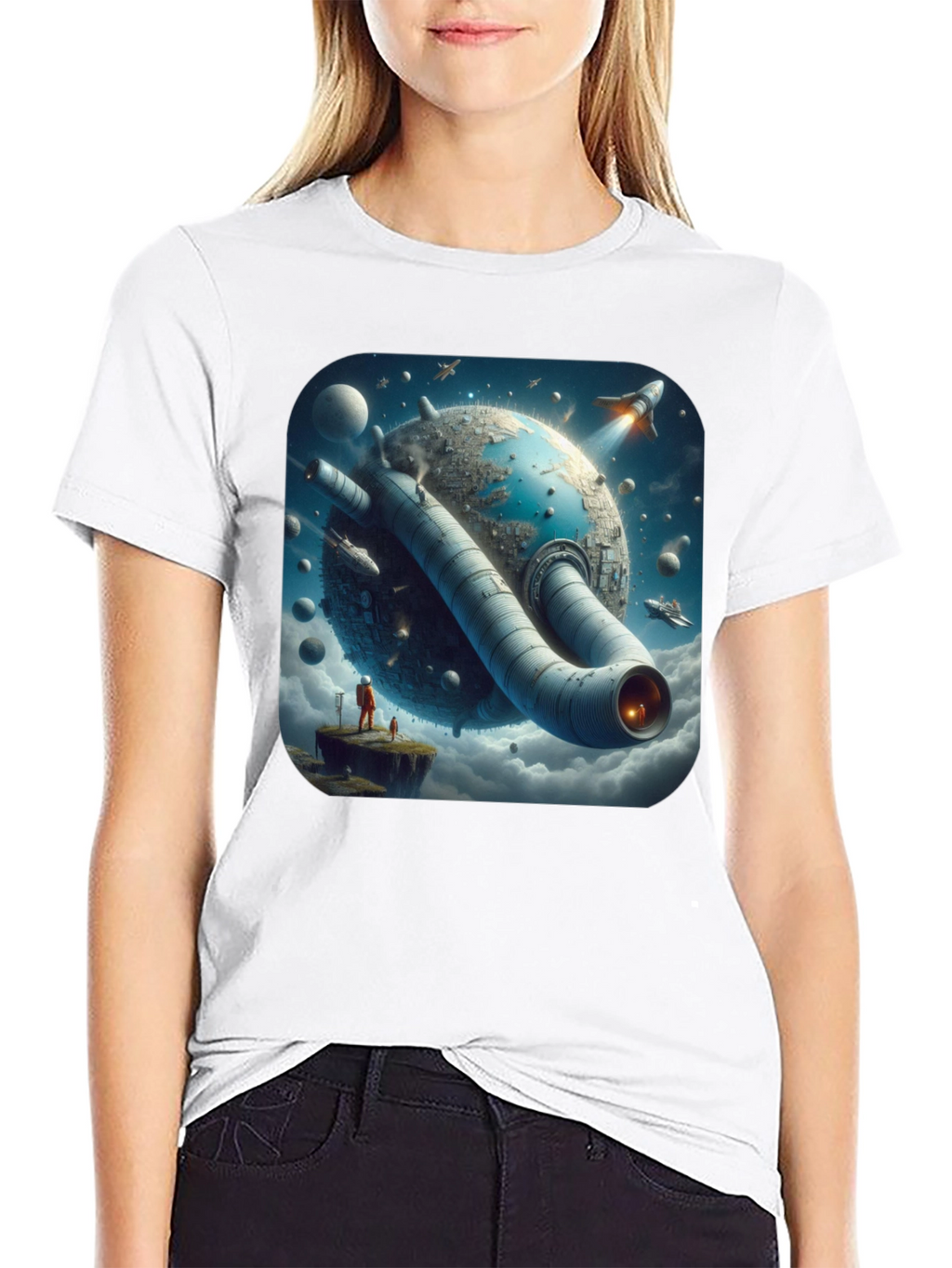 Sci-Fi Planet T-Shirt - Futuristic Graphic Tee